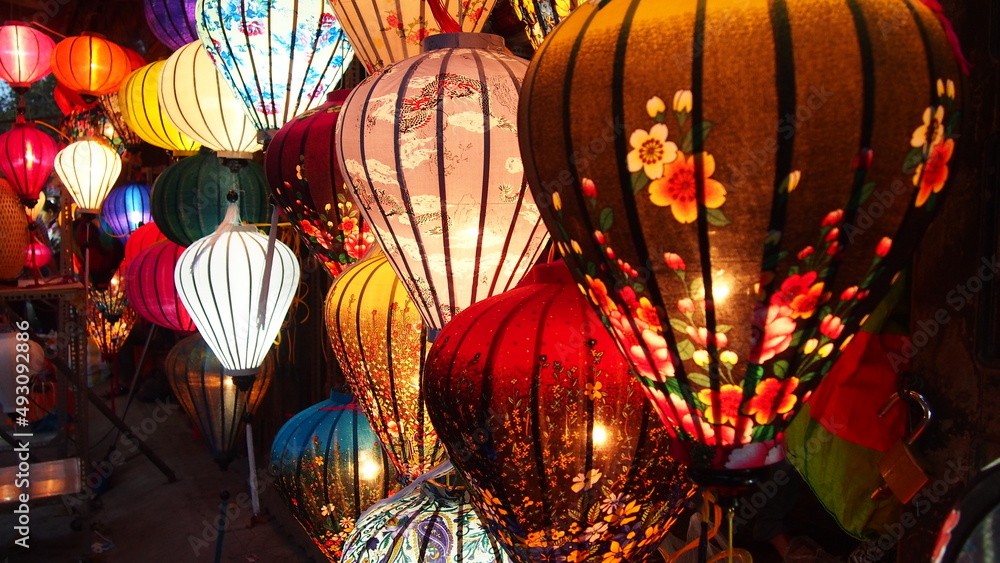 Lanterns at night market in Vietnam