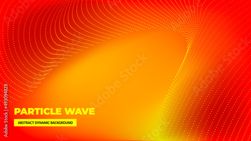 Very beautiful abstract background from a wave of orange-red particles. Flyer banner template vector eps 10