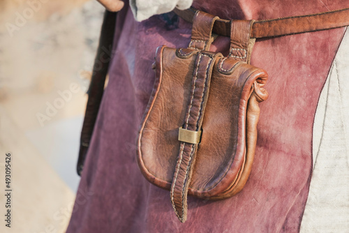 old leather wallet medieval brown