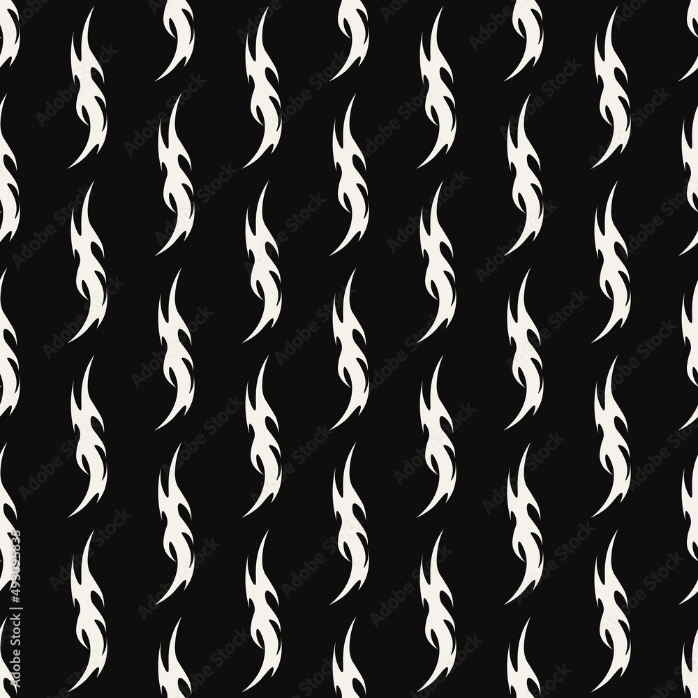 Abstract pattern tattoo fire sketch. Artistic death metal logo design. White illustration in Metalcore style on a black background. Abstract pattern tattoo fire sketch. Artistic death metal logo design. White illustration in Metalcore style on a black background.