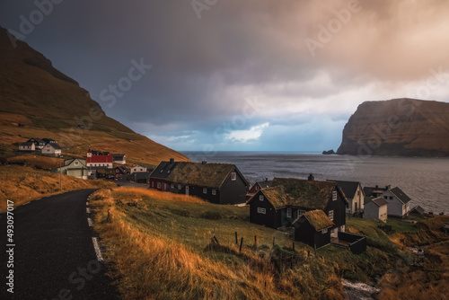Sunrise at Mikladalur, Kalsoy island - Faroe Islands. November 2021 photo