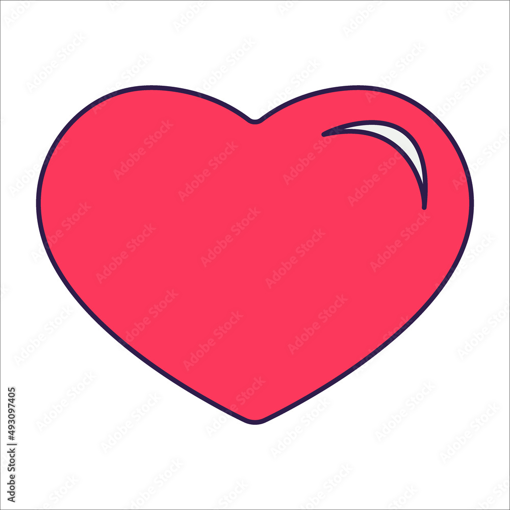 Retro Valentine Day icon heart. Love symbols in the fashionable pop line art style. The figure of a heart in coral pink color. Vector illustration isolated on white. Retro Valentine Day icon heart. Love symbols in the fashionable pop line art style. The figure of a heart in coral pink color. Vector illustration isolated on white.