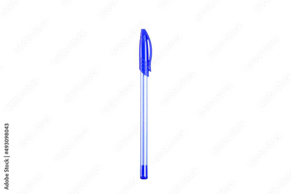 Blue pen on a white background. Blue pen on a white background.
