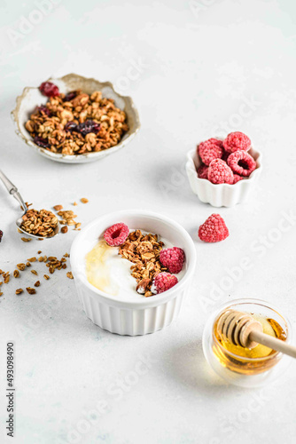 granola in a bowl with yogurt