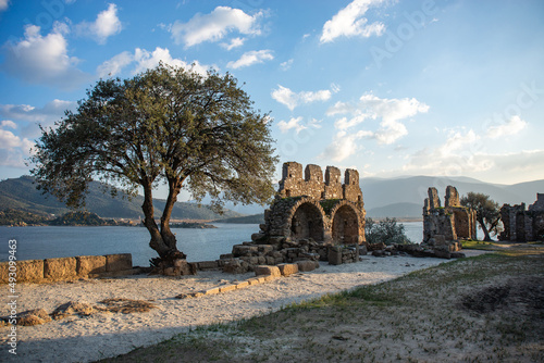 Fototapeta Naklejka Na Ścianę i Meble -  Scenic view of ruins of Herakleia (Latmos) ancient city. Milas, Turkey.