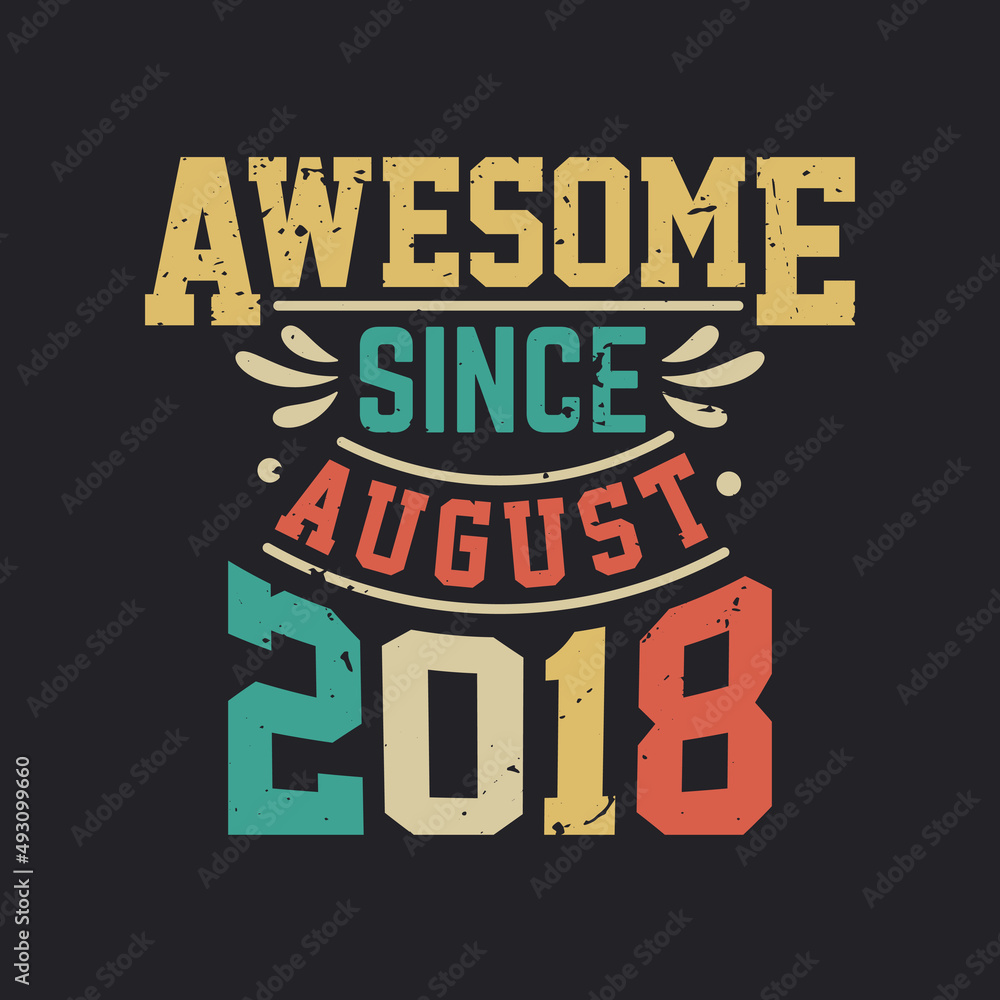 Awesome Since August 2018. Born in August 2018 Retro Vintage Birthday