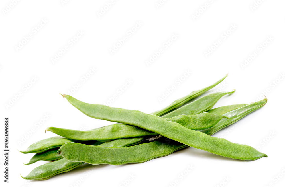 fresh handful Flat beans isolated on white background. fresh handful Flat beans isolated on white background.
