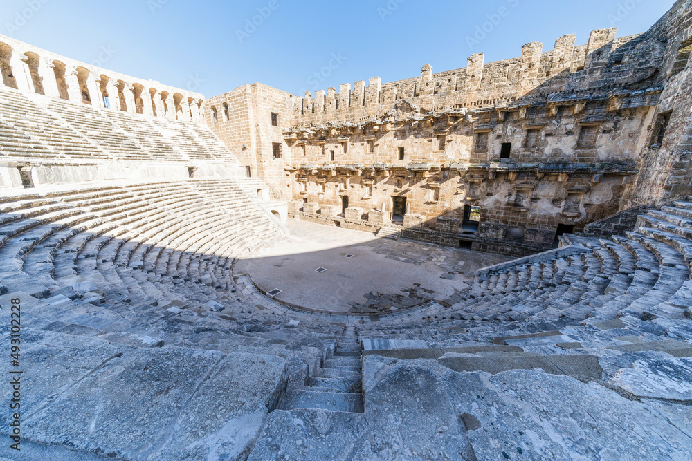 A well-preserved ancient Roman amphitheater