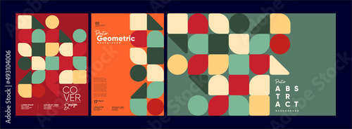 Abstract geometric background. Simple shapes with trendy pattern. Vector illustration. Trendy backgrounds for poster, landing page, banner and packaging.