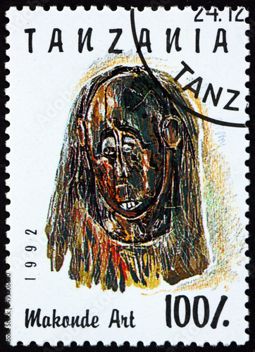 Postage stamp Tanzania 1992 Makonde Art, Carved Face photo