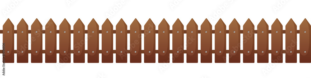 Seamless brown fence. Vector clipart isolated on white background