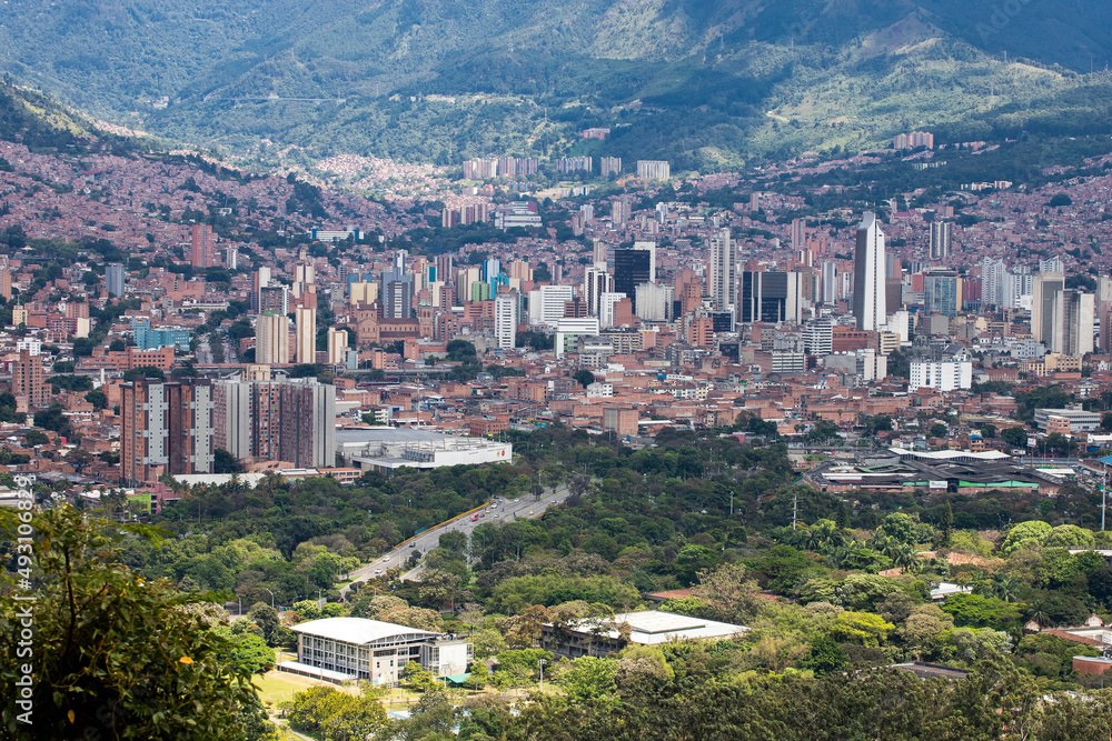 Medellin, Antioquia. Colombia - March 13, 2022. Medellin is the capital of the mountain, Antioquia province in Colombia.