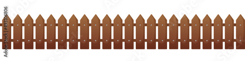 Seamless brown fence. Vector clipart isolated on white background.
