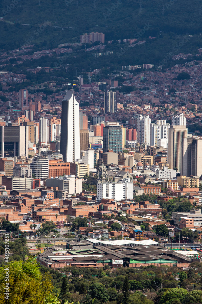 Obraz premium Medellin, Antioquia. Colombia - March 13, 2022. Medellin is the capital of the mountain, Antioquia province in Colombia.