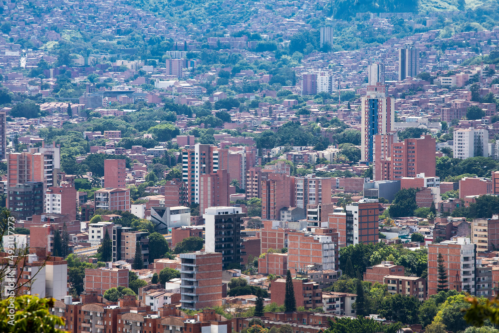 Medellin, Antioquia. Colombia - March 13, 2022. Medellin is the capital of the mountain, Antioquia province in Colombia.