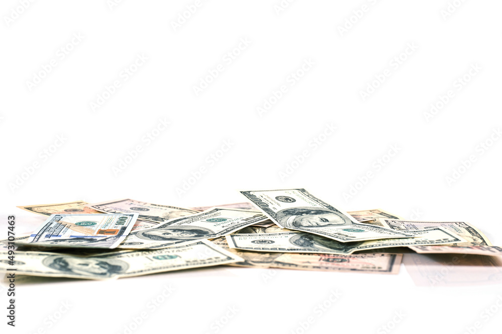 American dollars on white background
