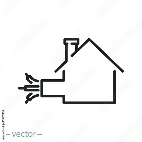 cable home internet icon, ftth technology, fiber or optic connector, thin line symbol on white background - editable stroke vector illustration