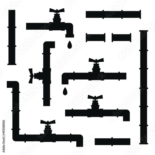 pvc pipes joints vector set
