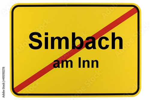 Illustration eines Ortsschildes der Stadt Simbach am Inn photo