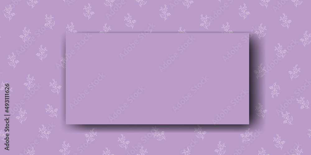 Vector. Chamomile flower background, copy space for text. Horizontal template for cards, party- wedding invitations, flyers, covers, brochures, social networks. Hand-drawn sketch. Lavander.