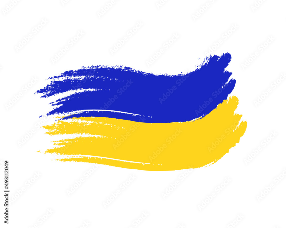 Ukrainian flag brush texture effect. Isolated Vector illustration on white background