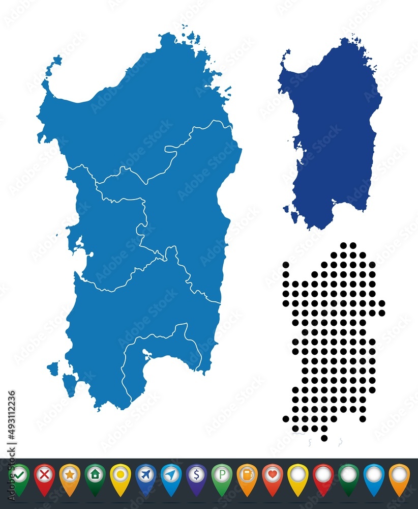 Obraz premium Set maps of Sardinia region