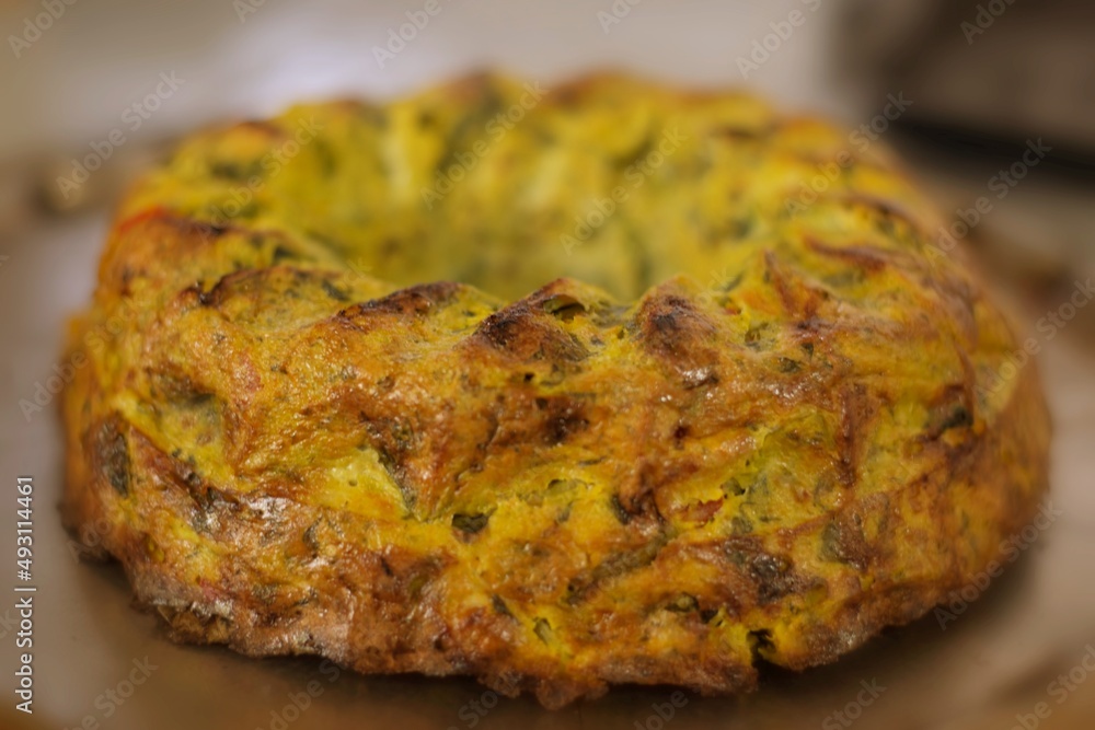Budín de verduras recién hecho Budín de verduras recién hecho