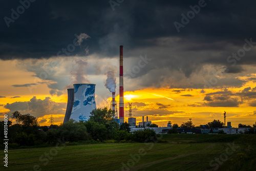 Wallpaper Mural Heat and power plant chimneys in Krakow, Poland Torontodigital.ca