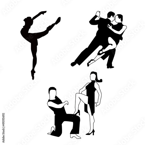 Dance silhouette design,Woman and man dancer