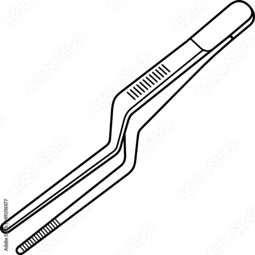 Medical instrument for ear, nose, throat. The tool used by doctors, otolaryngologies providing otolaryngology surgery. Vector outline illustration.