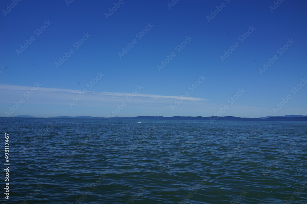 Obraz premium バンクーバー 海 遊覧船 水平線 観光 ホエールウオッチング