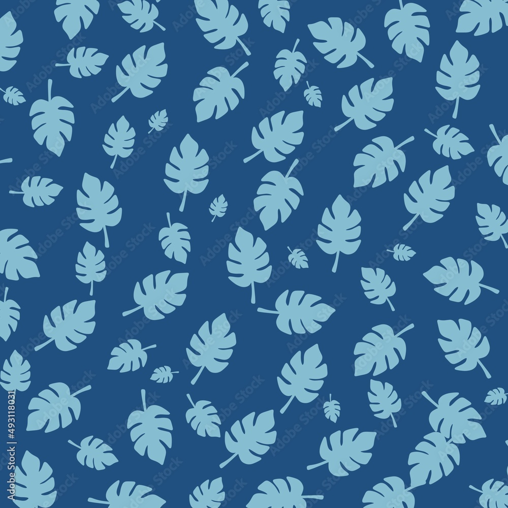 Tropical Plant Falling Leaves Pattern 