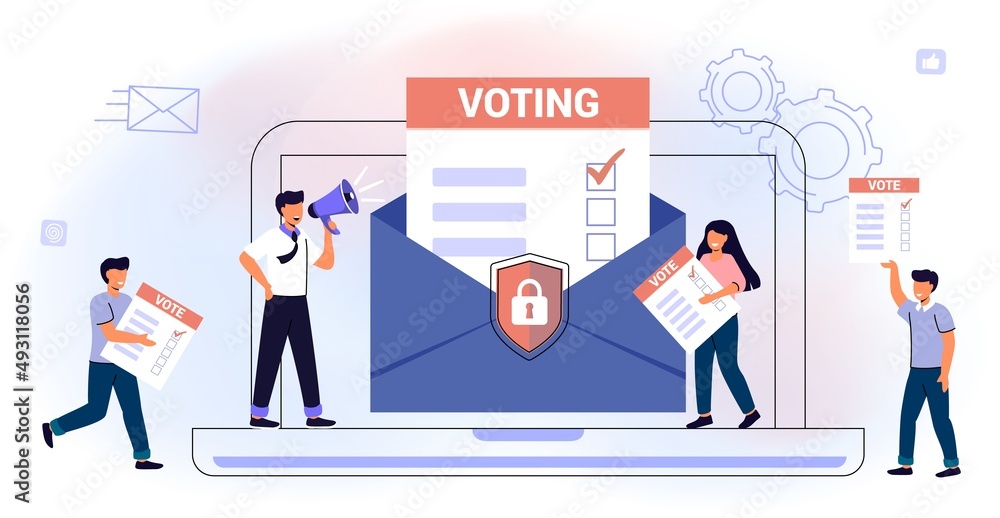 Survey vote online Election and voting Citizens choice duty in referendum Democratic as government form speech freedom Politic ballot with various options decision Flat vector illustration concept