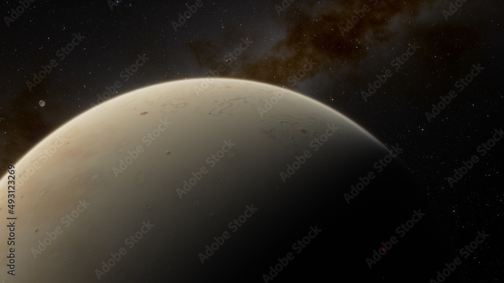 planet suitable for colonization, earth-like planet in far space, planets background 3d render	
