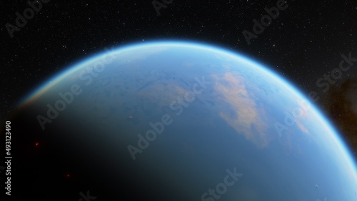 planet suitable for colonization, earth-like planet in far space, planets background 3d render 