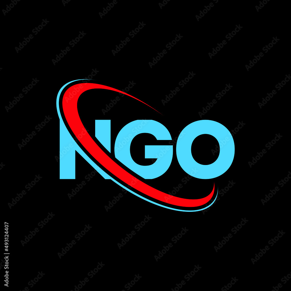 NGO logo. NGO letter. NGO letter logo design. Initials NGO logo linked