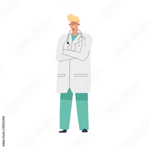 blond doctor standing
