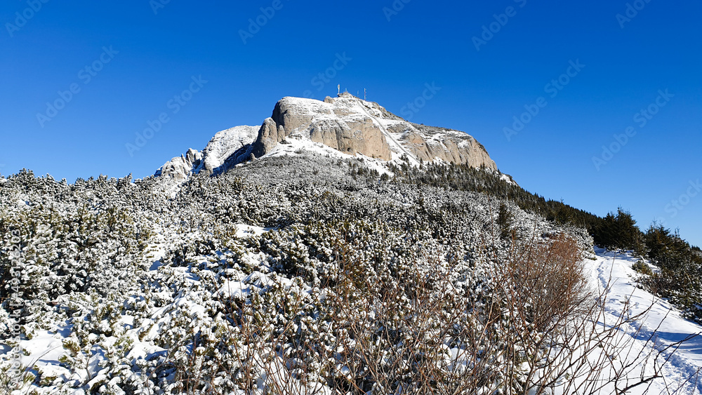 snow covered mountains, Toaca Peak, Ceahlau Mountains, Romania snow covered mountains, Toaca Peak, Ceahlau Mountains, Romania