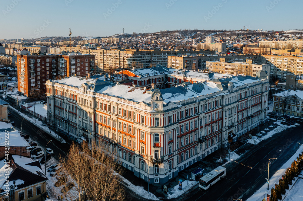 Fototapeta premium Aerial view of Saratov in winter