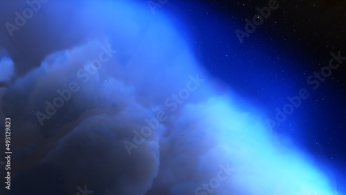 Space background with stardust and shining stars. Realistic cosmos and color nebula. Colorful galaxy. 3d illustration