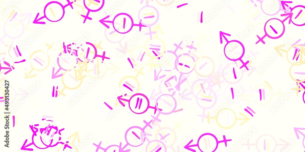 Light Pink, Yellow vector texture with women's rights symbols. Light Pink, Yellow vector texture with women's rights symbols.