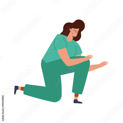 female therapist worker kneeling