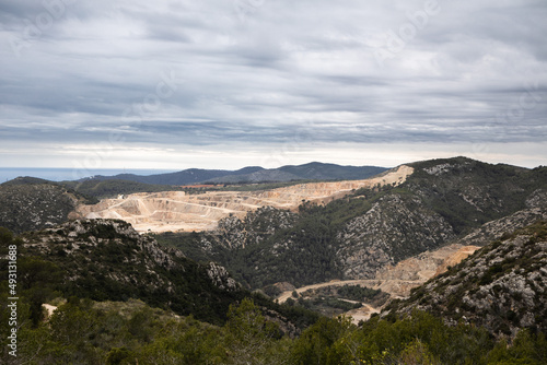 Cement mining quarry in park Garraf, Catalonia, Spain © olly_plu