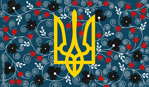 Ukraine emblem on a floral background