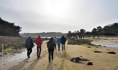 Group of senior hikers in Brittany-France