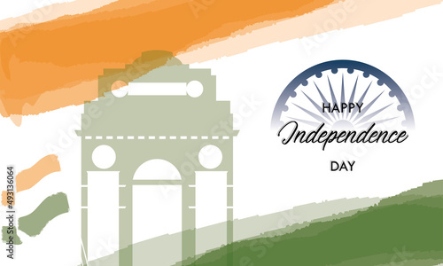 Outline of the Indian gate Arc on a colored happy india independence day Vector