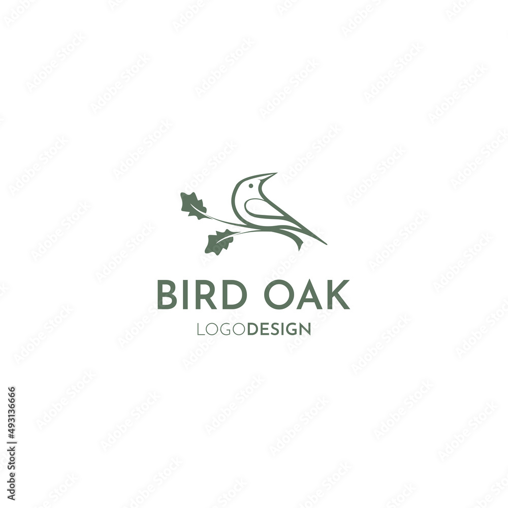 OAK LEAF AND BIRD LOGO DESIGN VECTOR OAK LEAF AND BIRD LOGO DESIGN VECTOR