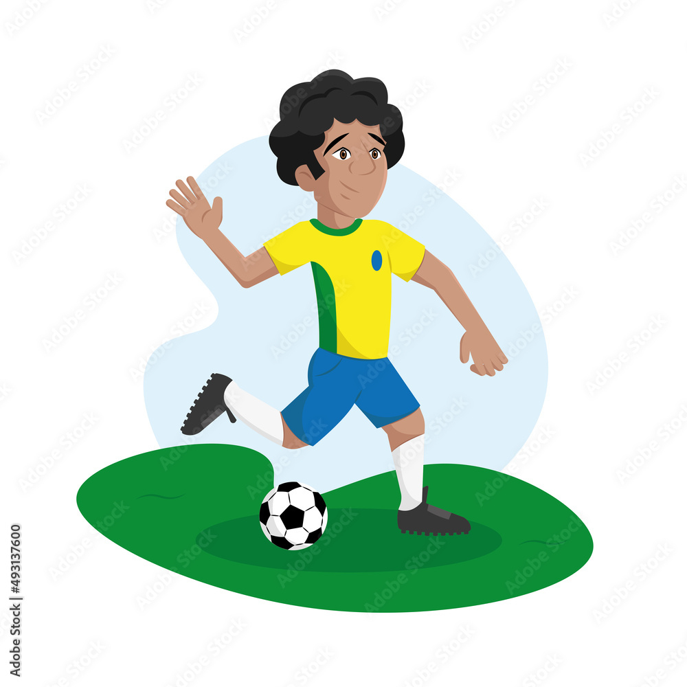 Fototapeta premium Happy soccer player cartoon doing a shot Vector