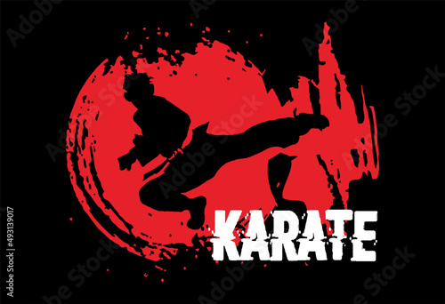karate taekwondo kungfu silhouette kick and technic vector illustration logo 