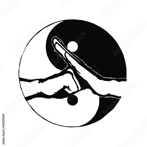 karate taekwondo kungfu silhouette kick and technic vector illustration logo 